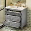 Meuble-lavabo simple 30 po, lavabo en céramique, structure en bois massif, 3 tiroirs, design classique, rangement polyvalent, - meuble-lavabo gris Spill Hole, profondeur, trois rangements en pin