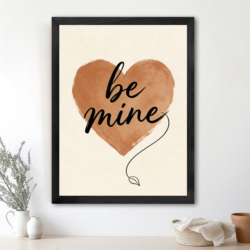 «BE MINE», impression encadrée noire, impression sur toile, thème de la Saint-Valentin, H 17 po x l 13 po