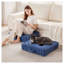 Coussin de sol carré en chenille polyester bleu marine avec détails capitonnés et bord festonné - 61 x 61 x 13 cm-134855243