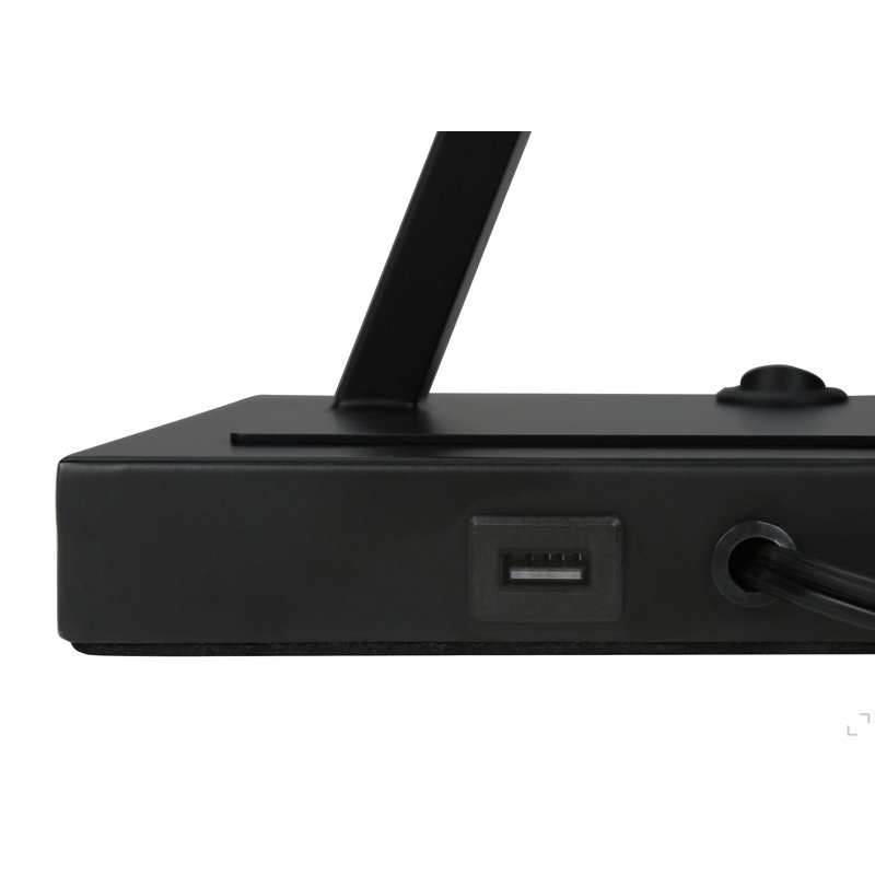 Lighting, h 25 po, lampe de table, port USB inclus, métal noir, abat-jour beige, transitionnel