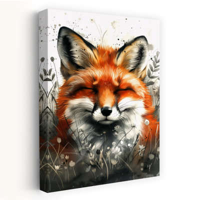 Serene Fox Watercolor Contemporary Fox Forest Wall Art