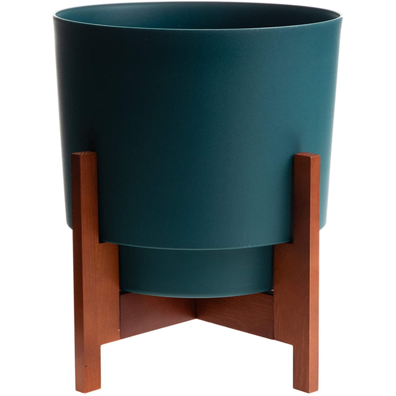 Pot à fleurs en résine Ebern, H 9,3 po x l 10 po x P 10 po, Vert