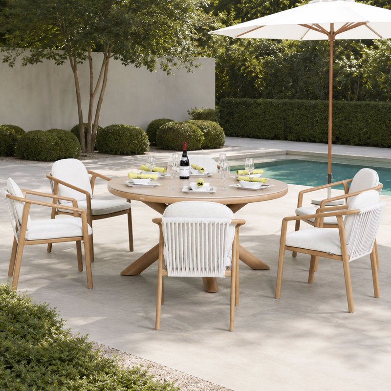 6 - Person Patio Dining Set with Sintered Stone Table, Aluminum Frame Chairs with Cushions Included