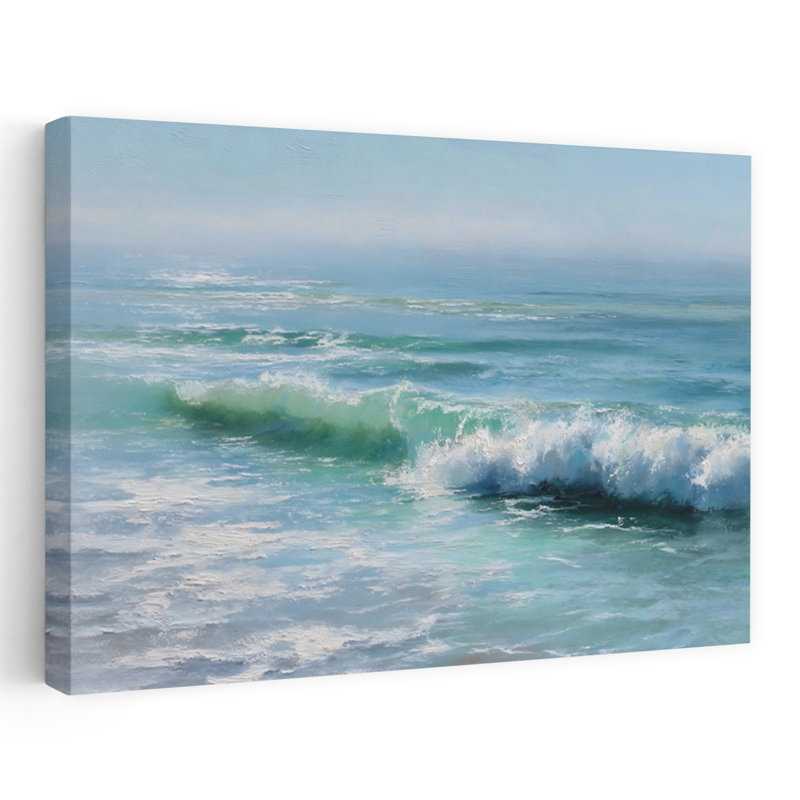 «Blue Ocean Waves I», reproduction d'art contemporain sur plage, 32" H x 48" W
