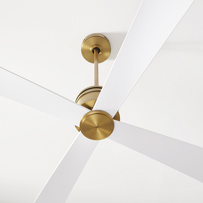 Launceton Downrod Ceiling Fan, Hand-Rubbed Antique Brass/Matte White