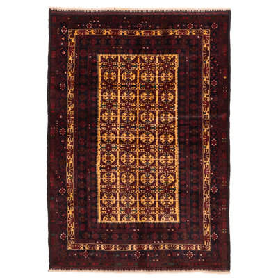 Teimani Beige, Red Rug 4'6" x 6'8"