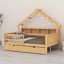 Lits plateforme en bois avec DEL, tablettes de rangement, tiroirs et garde-corps-775370598