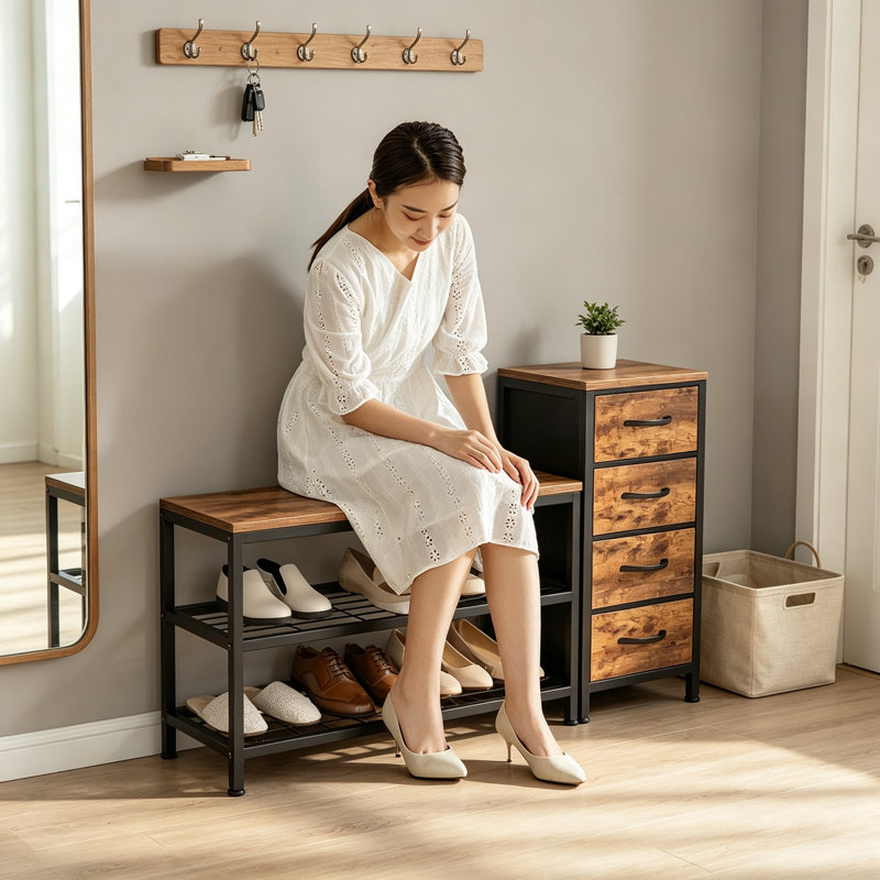 6 Pair Shoe Storage Bench