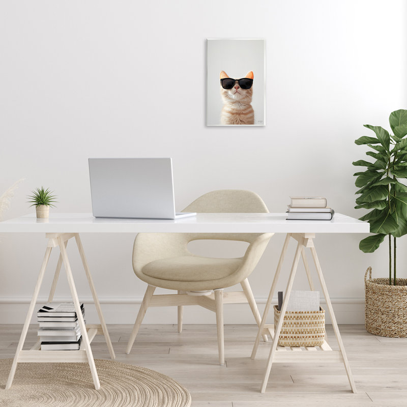 "Cool", lunettes de soleil, plaque murale sur chat par Roozbeh Bahramali, H 15 po x l 10 po