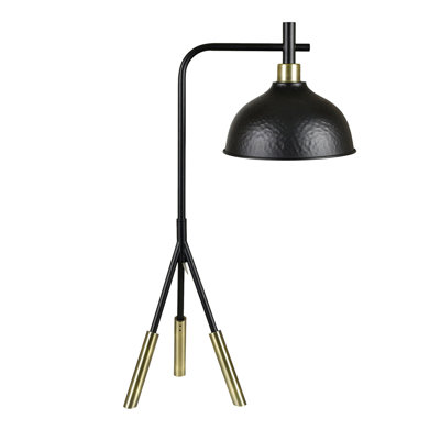 28.5" Metal Table Lamp With Black Shade