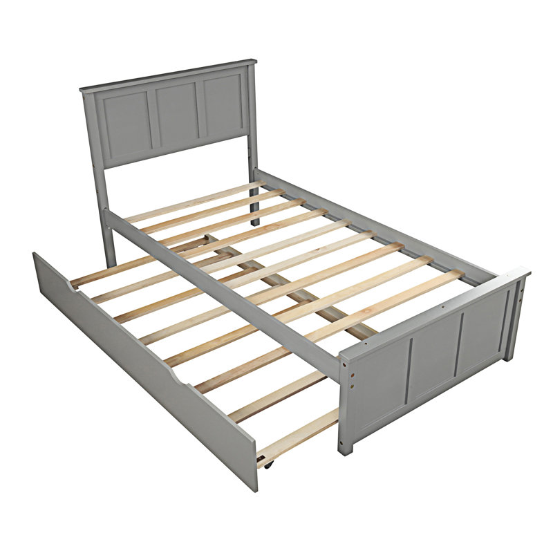 Platform Bed With Trundle, Gray