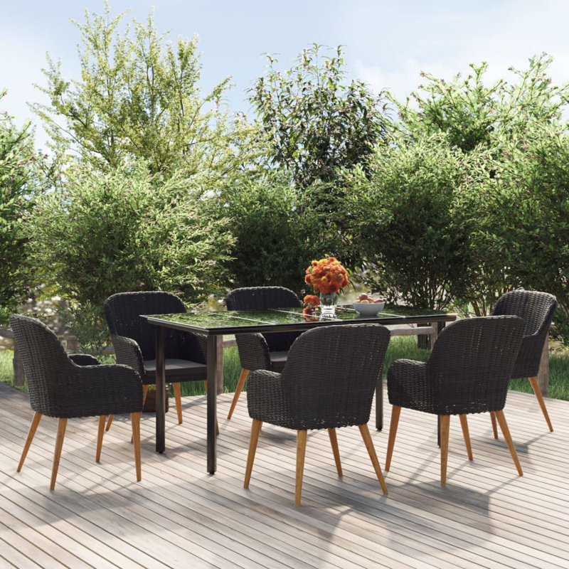 Ensemble repas pour 4 personnes Jaicarious Square, 29.1" H x 55.1" W x 23.6, Black, 6