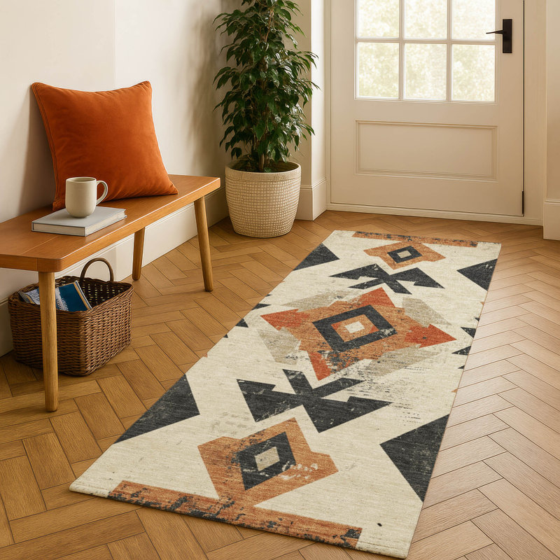 Premium Machine Washable Fairwood AMF1882 Aztec Rug, Runner 2'3" x 7'6"