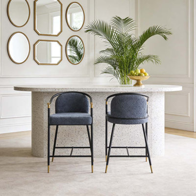26" H Upholstered Counter Stool with Metal Frame