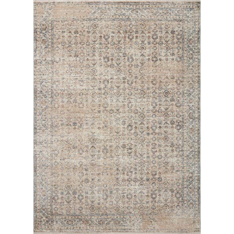 Tapis beige / denim Angela Rose x Loloi Blake, Rectangle 5 pi 3 po x 7 pi 6 po