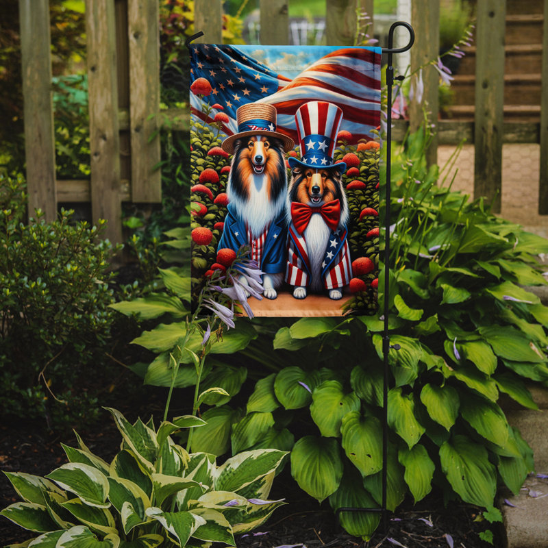 Drapeau All American Garden, Étoile bleue / rayure rouge Sheltie