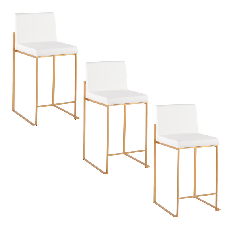 Tabouret de bar et de comptoir Brieon, Tabouret de comptoir (siège d'une hauteur de 26 p, Blanc / doré