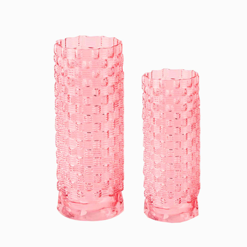 Aliauna Textured Glass Table Vase Set, Light Pink