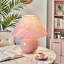 Lampe de table 11,81 po en forme de flocon de neige rose brillant avec abat-jour en tissu-636024537