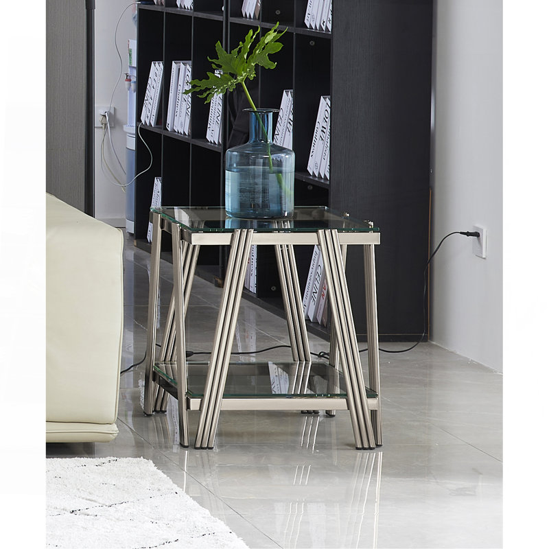 20 Inch Square End Table, Silver