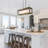 4 - Light Iron Dimmable Kitchen Island and Lantern Square / Rectangle Chandelier