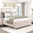 Modern Luxury Queen Platform Bed with Footboard Storage Upholstered Headboard LED Light Wooden Bedroom Furniture 1pc-1074732596