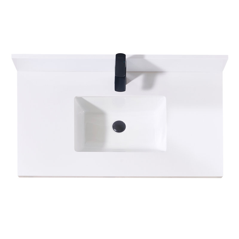 37" Single Bathroom Vanity Top in Snow White with Sink