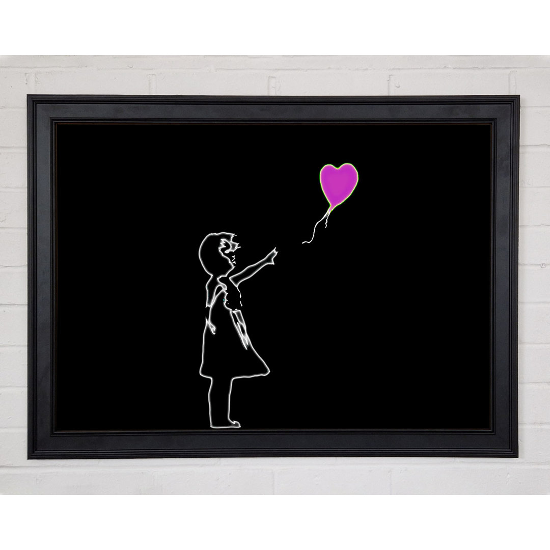 Gerahmtes Leinwandbild Love Balloon Black Pink