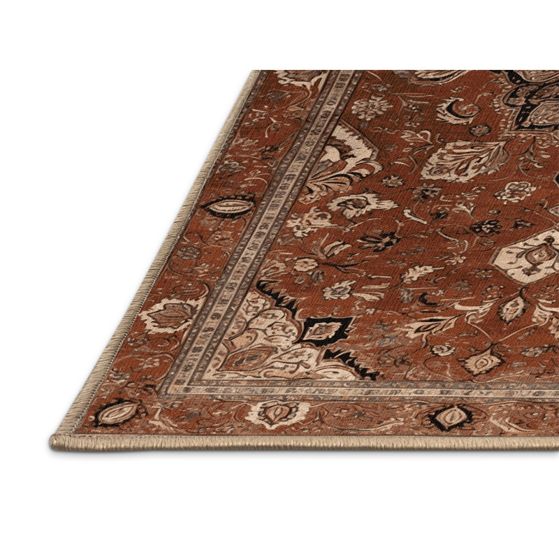 Tapis brun lavable à la machine, Rond 5 pi