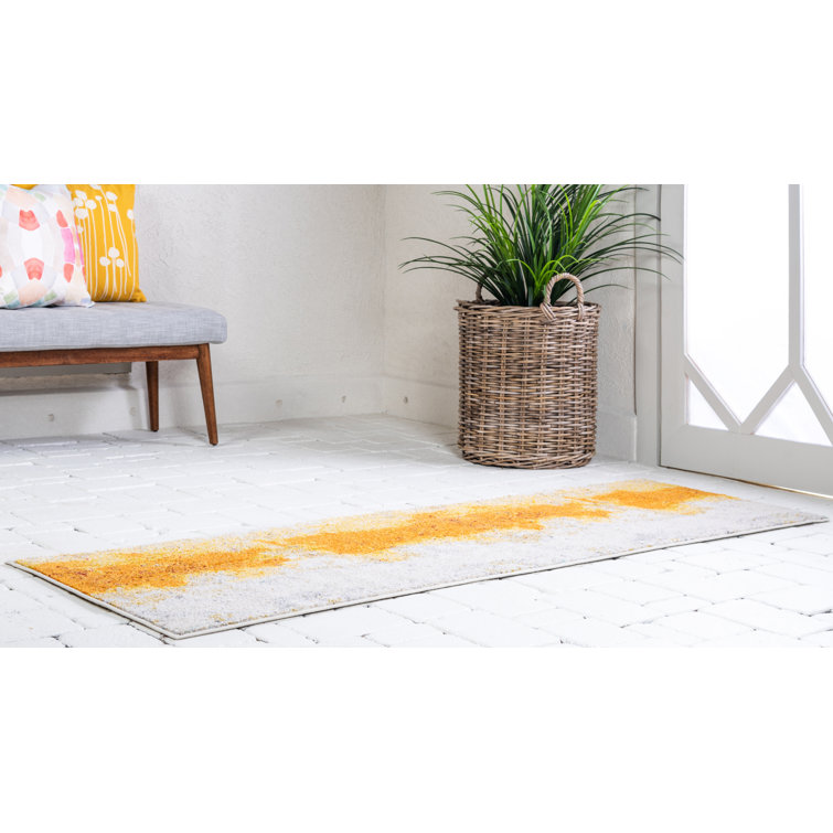 Tapis jaune à motif abstrait Rizer