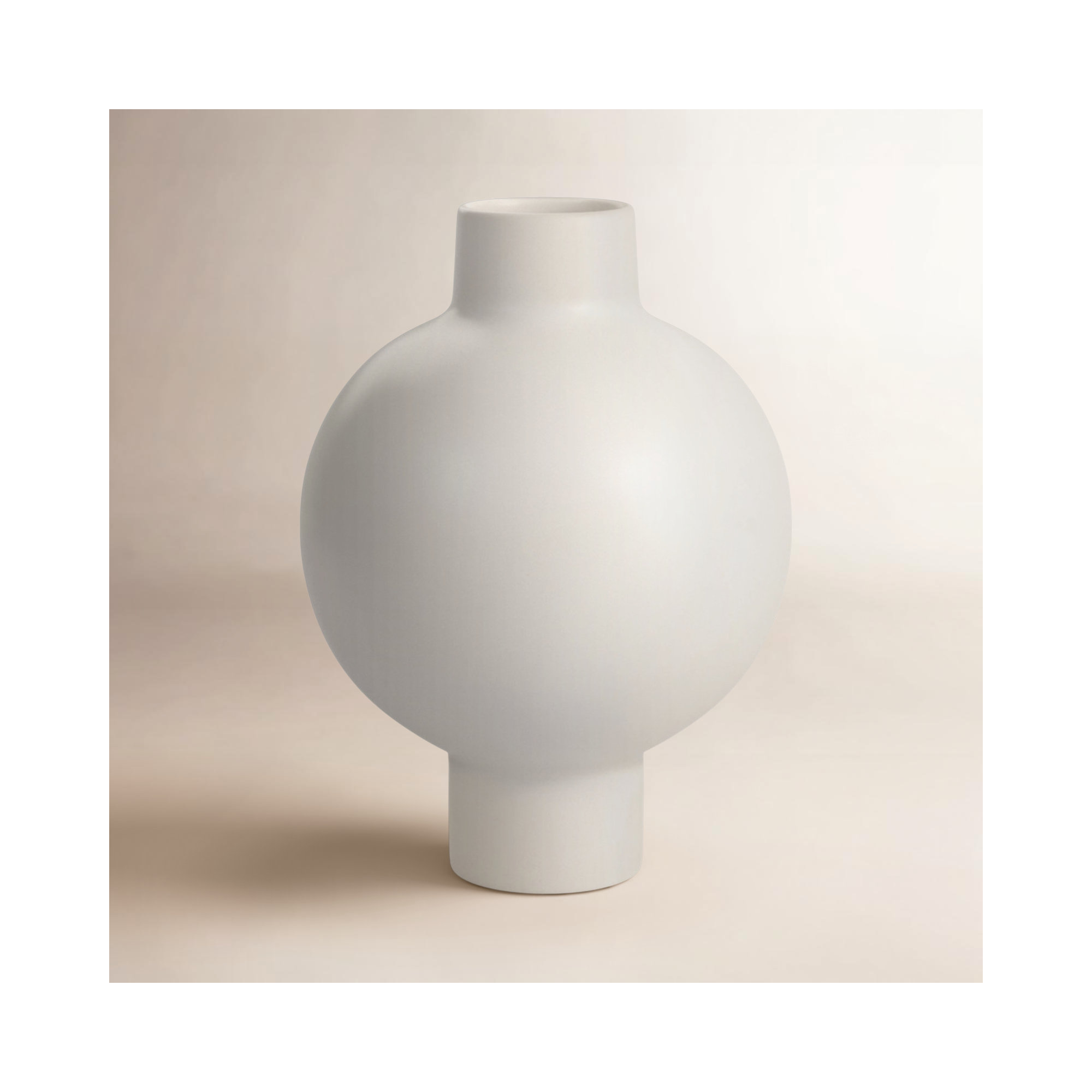 Neutral Round Modern Ceramic Bubble Vase, 11" H x 8" W x 8" D, Cream