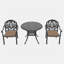 Ensemble de 3 meubles de patio en aluminium coulé avec coussins bruns
