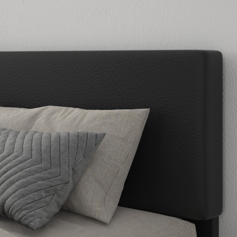 Litta Upholstered Platform Bed, Queen, Black
