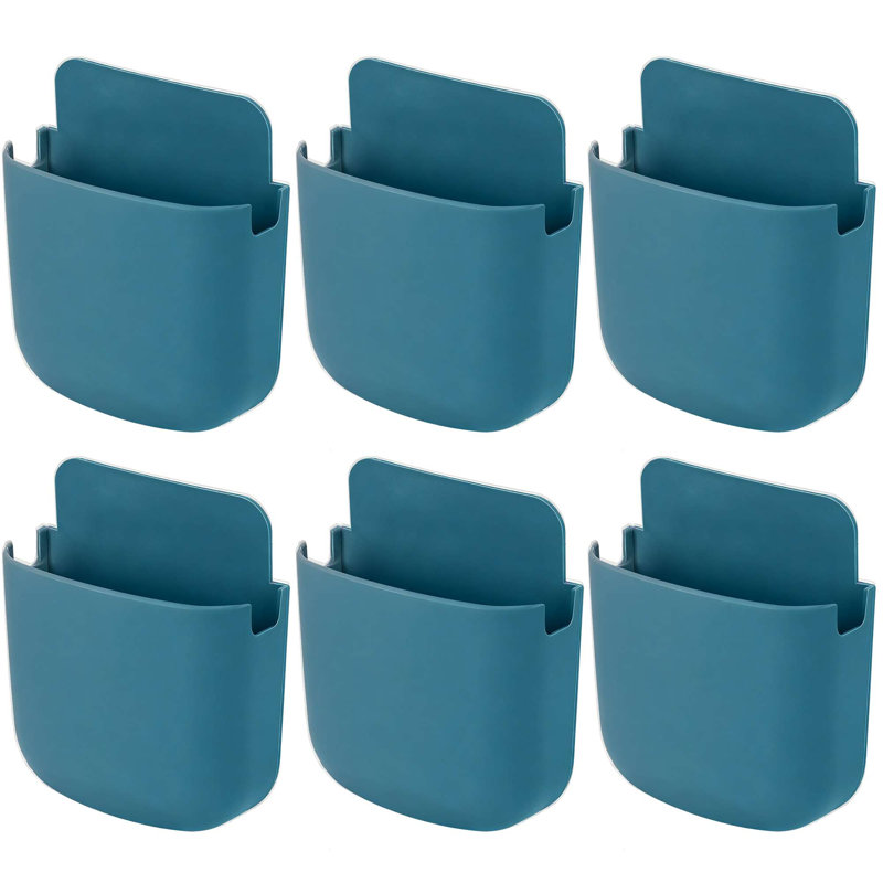 Ensemble de 6 boîtes de rangement sans perceuse avec support de télécommande et support mural pour télécommandes de télé, téléphone, stylo