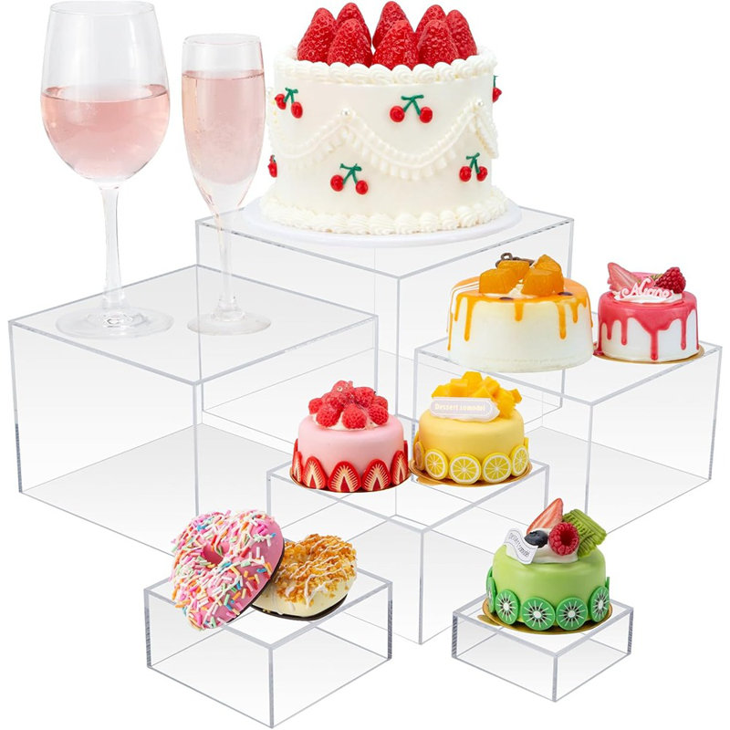 6Pcs Clear Acrylic Boxes For Display, Acrylic Risers Di...