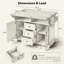 Îlot de cuisine multifonctionnel de 55,7 po avec double abattant, prise de courant et grand rangement pour la salle à manger, la cuisine ou le travail-1935534287