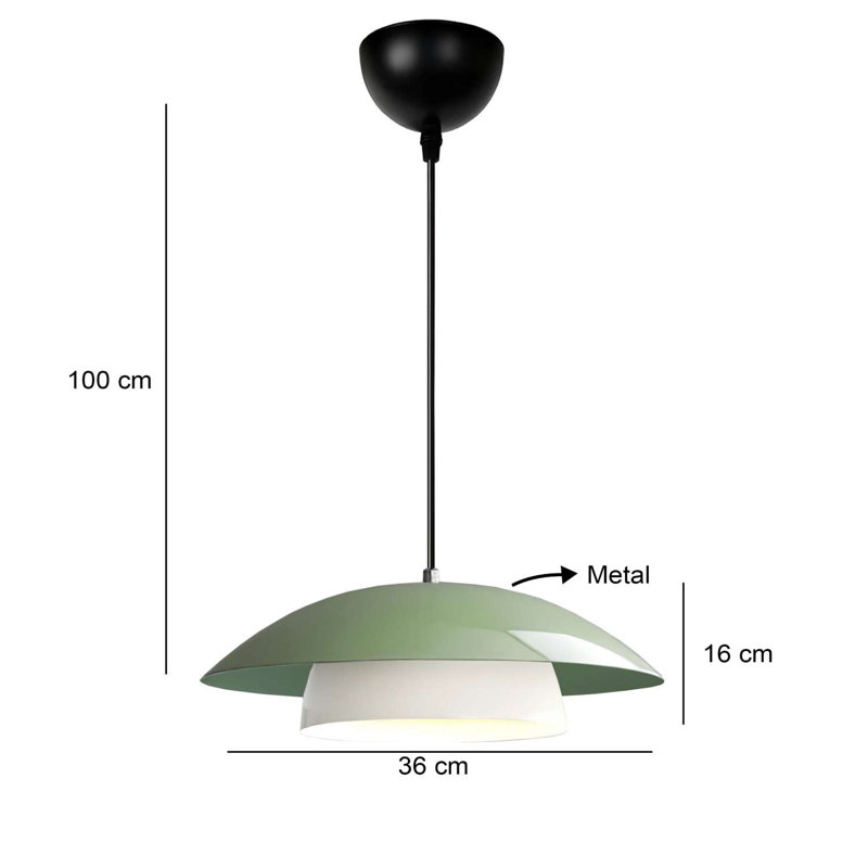 Lustre élégant en forme de menthe, structure en métal, 14,2 x 6,3 pieds | 1 x douille E27, 40 W maximum (ampoule non incluse) | Longueur du câble réglable: 35,4 pouces | Solution d'éclairage élégante pour le salon, la salle à manger et le vestibule