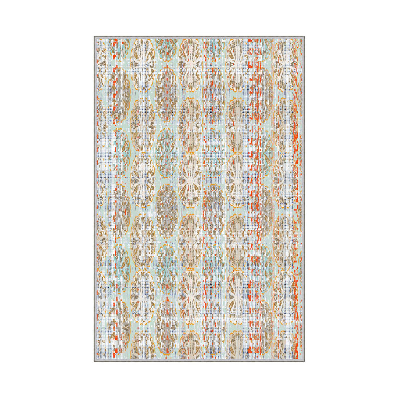 Luxurious Woven Carpet 5.2 x 7.5 ft, 100% Polyester, 0.4 in Pile Height | Antibacterial, Non-Slip PVC Dot Underside, Machine Washable | Elegant 3D Digital Print Design, Perfect for Living Room & Bedroom Décor