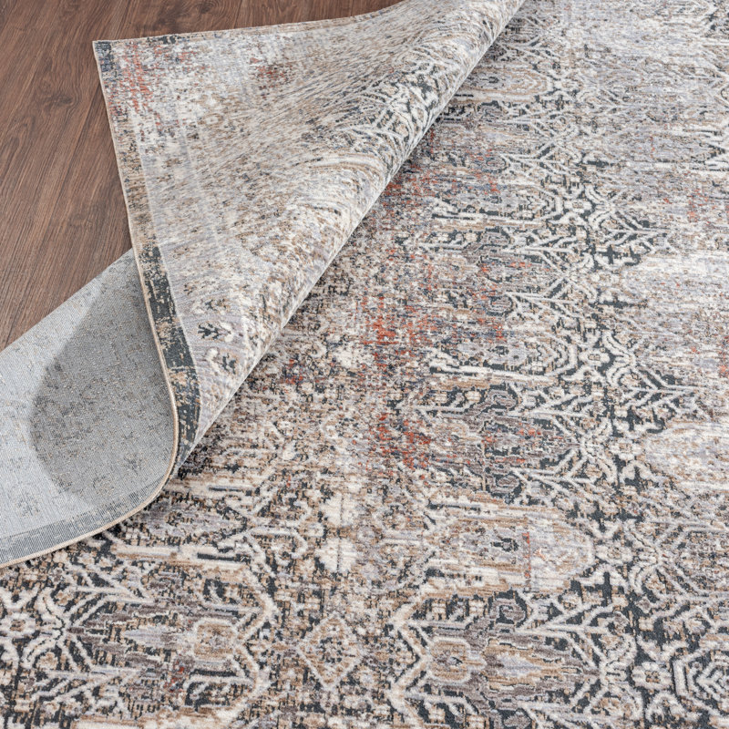 8 Area Rug in Charcoal/Beige, Rectangle 7'6" x 9'6"
