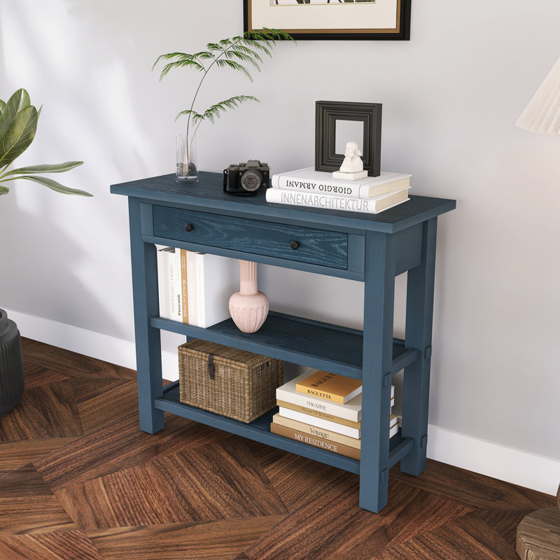 Retro 36'' Console Table With Storage, Navy