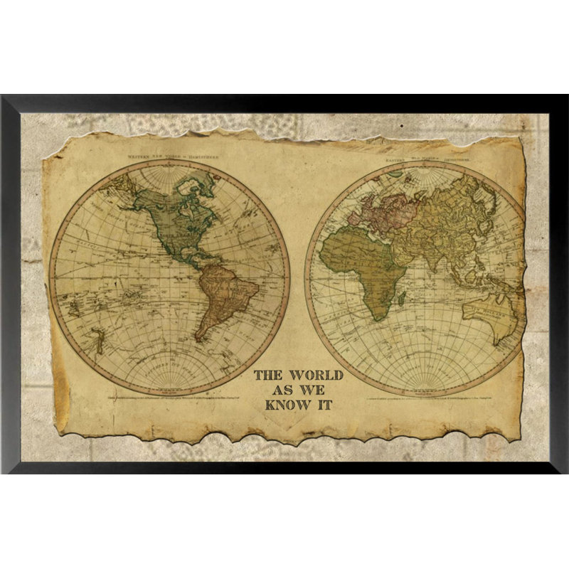 « antique map i », impression encadrée, H 12 po x l 18 po x P 1 po
