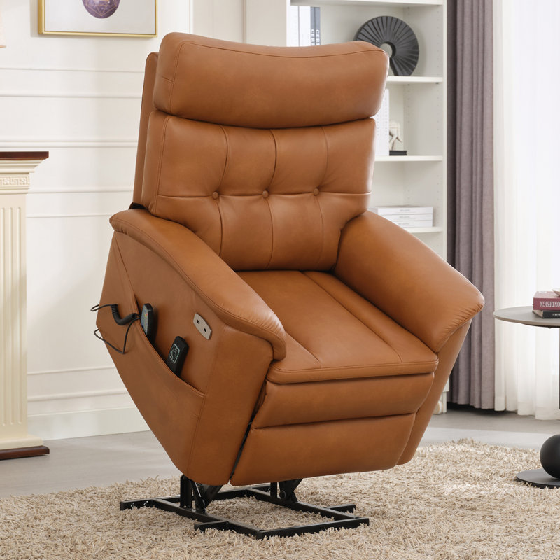 Fauteuil inclinable Tishan, Similicuir caramel