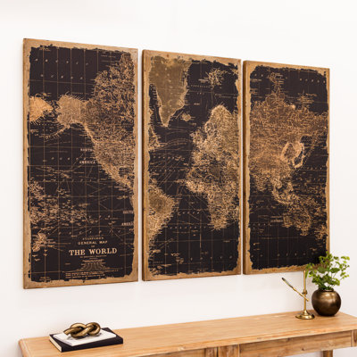Carte du monde, ensemble de 3 impressions