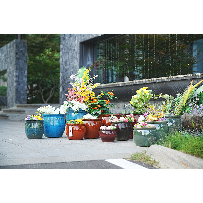 3 pots de fleurs en céramique, pot de fleurs moderne, Orange