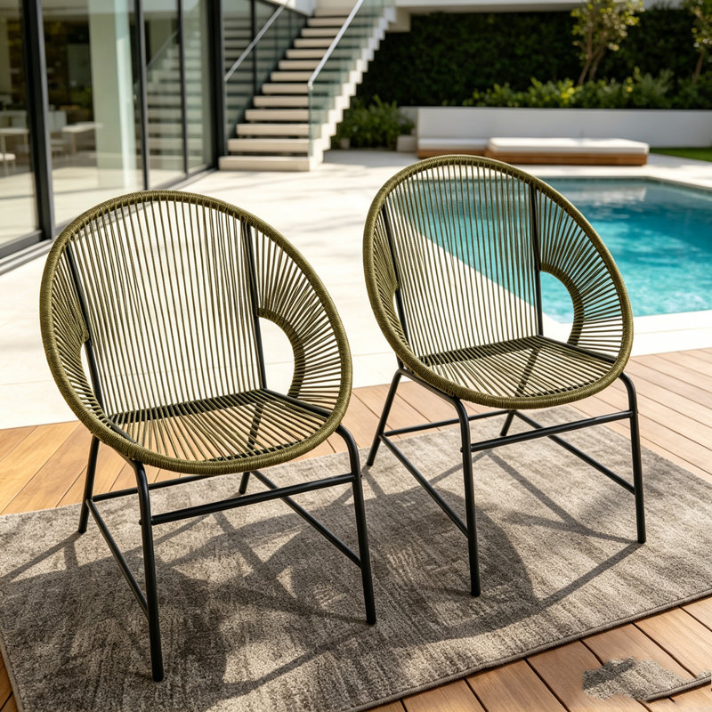 Ensemble de chaises de patio en osier, Vert