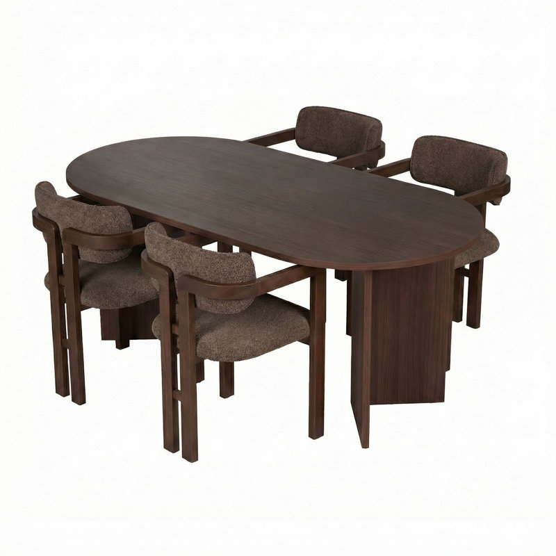 Ensemble de table et chaises de salle à manger, Ensemble de cinq pièces : table, quatre chaises, Brun