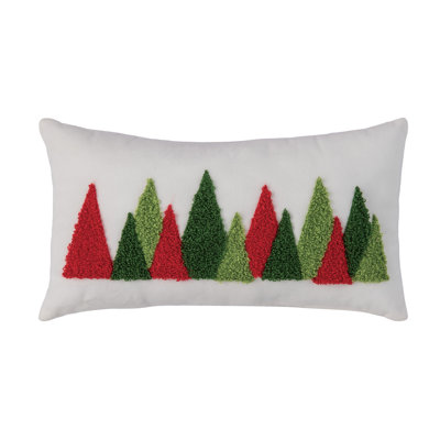 Cozy Fabric Pillow with Hooked Trees Design - Multicolor Throw Pillow for Indoor Use, Perfect for Christmas Decoration, Gift Giving, and Hostess Gifts - Soft Polyester Material for Ultimate Comfort