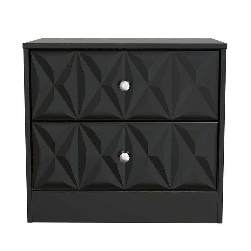 Ceinwen 58cm W Manufactured Wood Bedside Table, Deep Black/Black