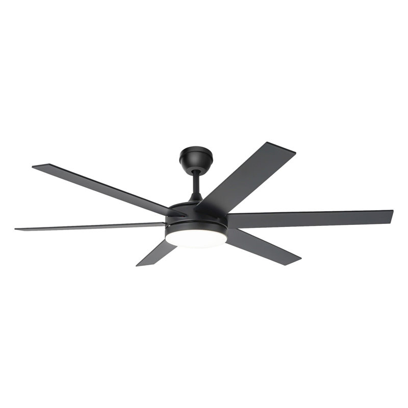 Ventilateur de plafond 6 pales SkyFan Cassiopeia, Noir mat / noyer foncé