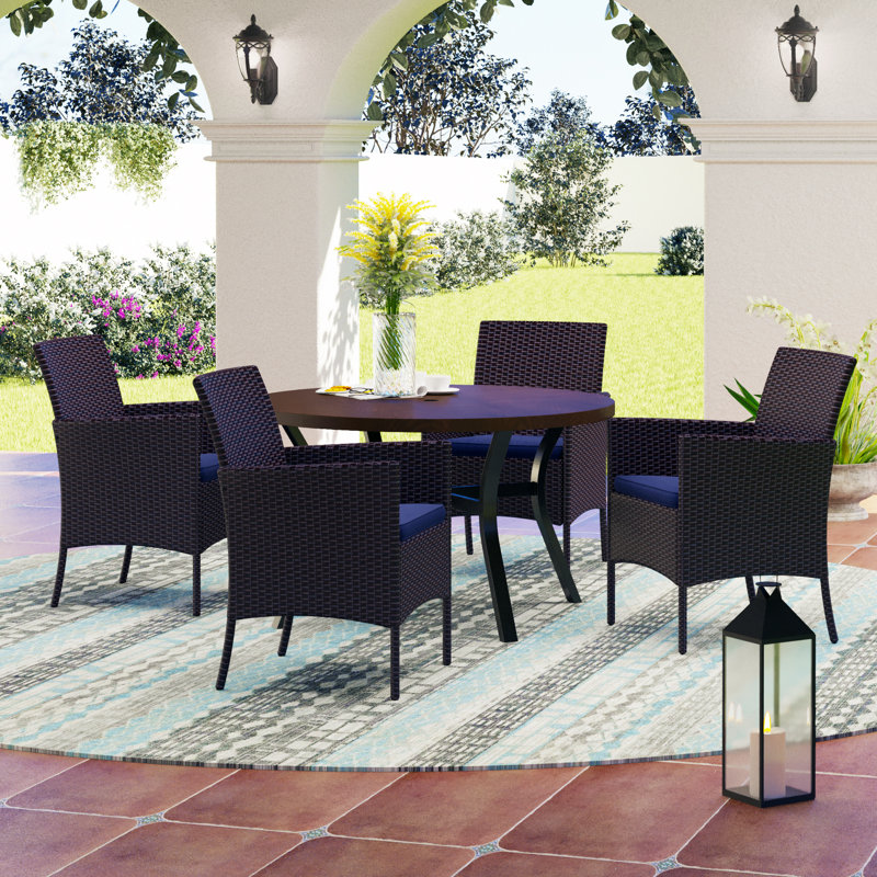 4 - Person Patio Dining Set with Rectangular Table , Cushions Included